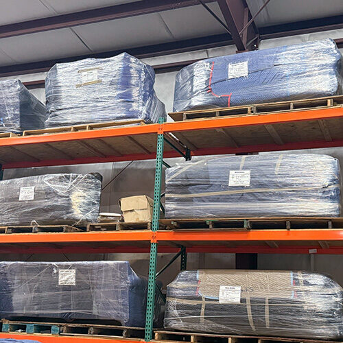 Interior Designer Moving Services Tampa Florida Racking For Storing Sofas in the Warehouse of Tampa Company Providing Moving and Storage Services for Interior Designers