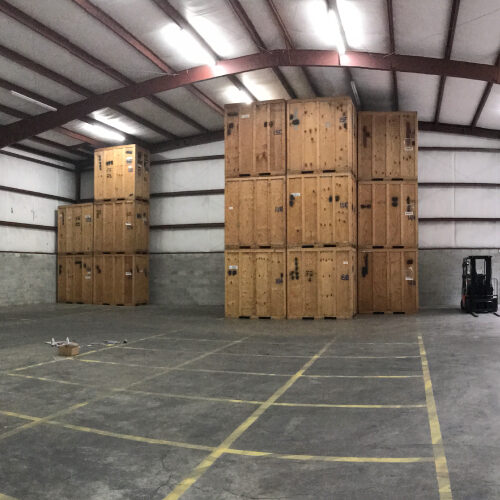 Tampa-based Office and Industrial Moving Company Crates in the Warehouse of an Office and Industrial Moving Company in Tampa FL